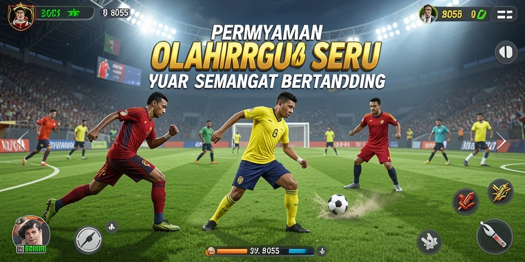 Screenshot gameplay 8055 yang penuh aksi dan kompetisi olahraga.