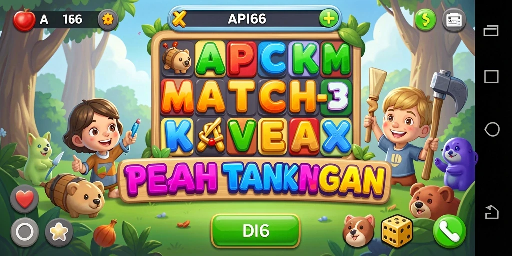 Tampilan screenshot API66 yang menampilkan gameplay Match-3 yang seru.