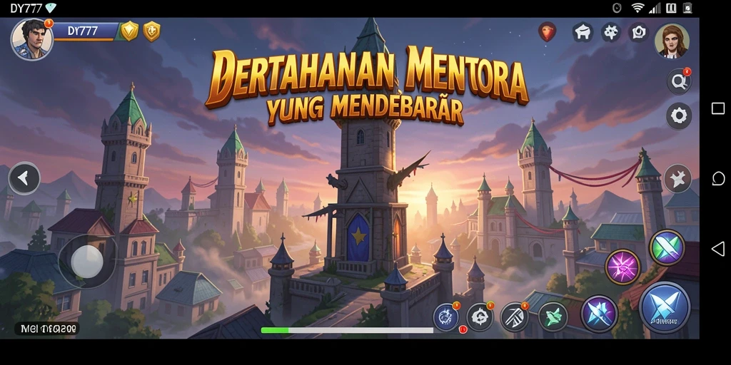 Screenshot DY777 menampilkan aksi menara pertahanan yang seru dan mendebarkan.