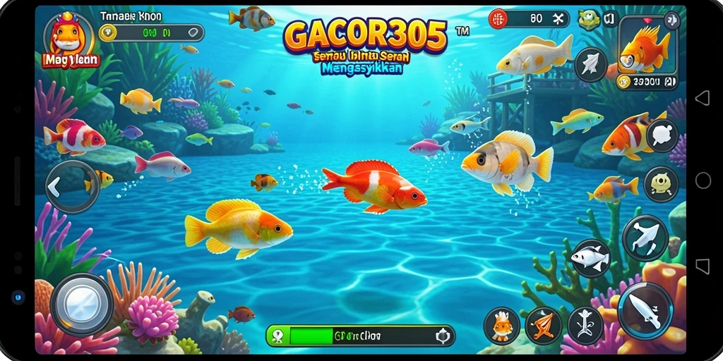 Gameplay GACOR305 menampilkan aksi tembak ikan yang seru dan menegangkan.
