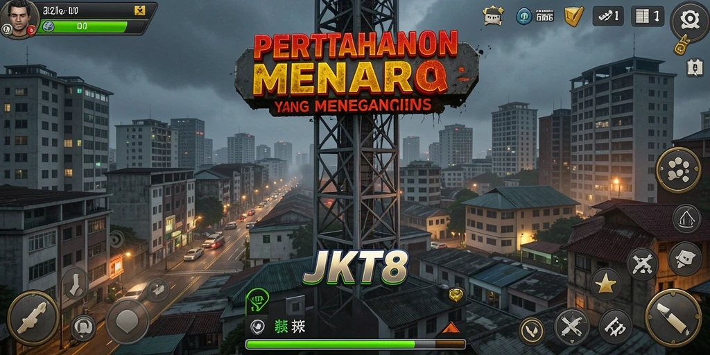 Gameplay seru JKT8 dengan aksi menara pertahanan yang mendebarkan.