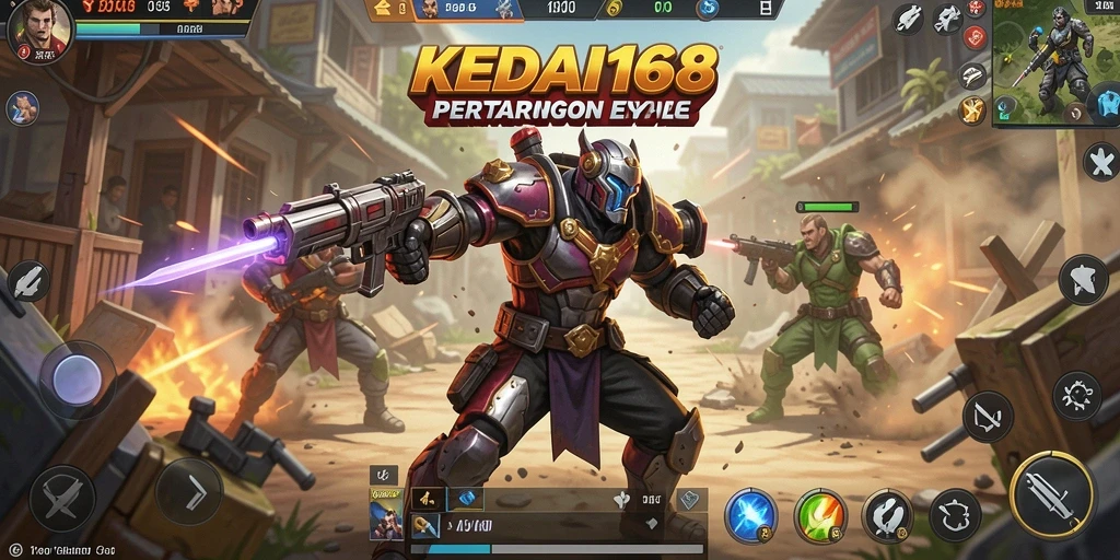 Tampilan gameplay utama KEDAI168 dengan aksi Battle Royale yang mendebarkan.