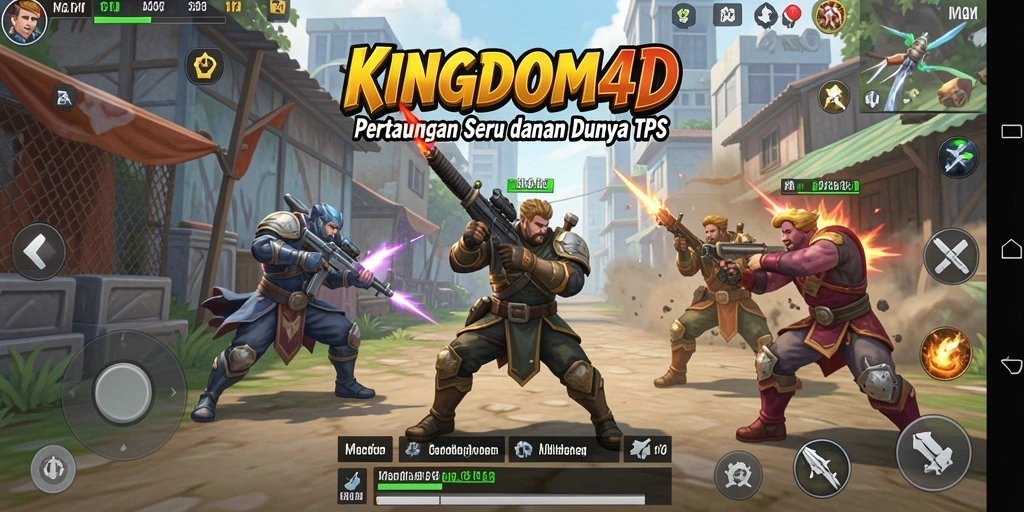 Tampilan aksi menegangkan dalam KINGDOM4D di gameplay TPS.