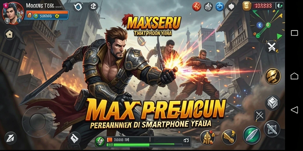 Screenshot gameplay MAXSERU saat pertarungan yang mendebarkan.