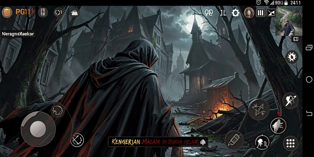 Screenshot PG11 menampilkan aksi mendebarkan dalam suasana horor.