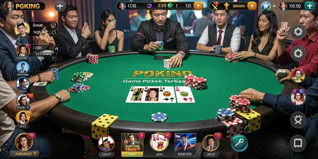 Screenshot PGKING menunjukkan aksi mendebarkan dalam permainan poker.