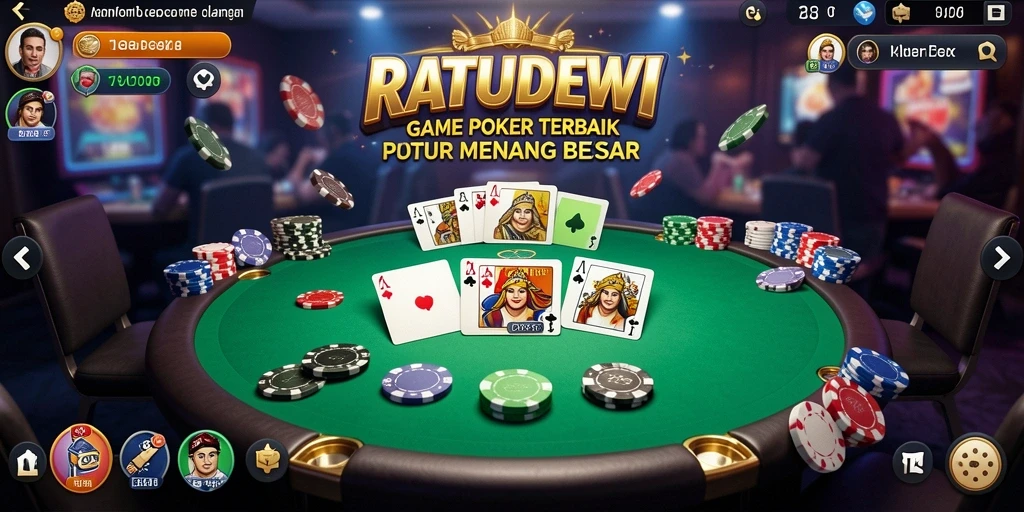 Tampilan gameplay poker yang mendebarkan di RATUDEWI.