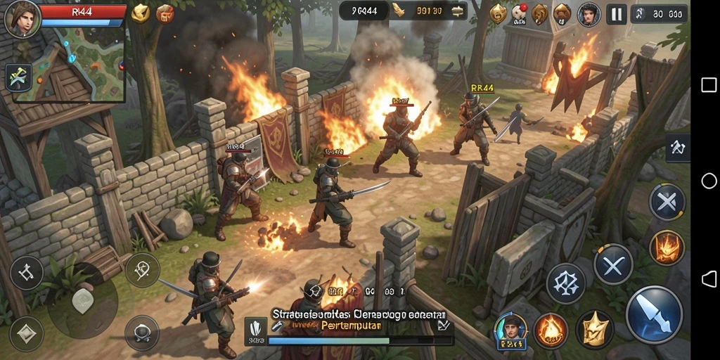 Screenshot gameplay RR44 yang menunjukkan pertempuran dinamis dan strategis.