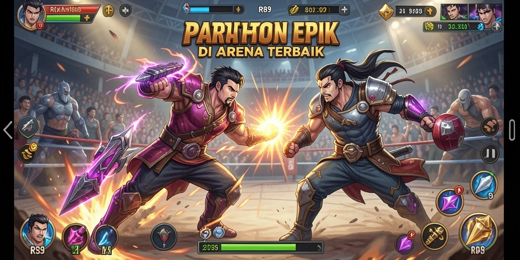 Tampilan utama RR89 dengan aksi pertarungan yang mendebarkan.