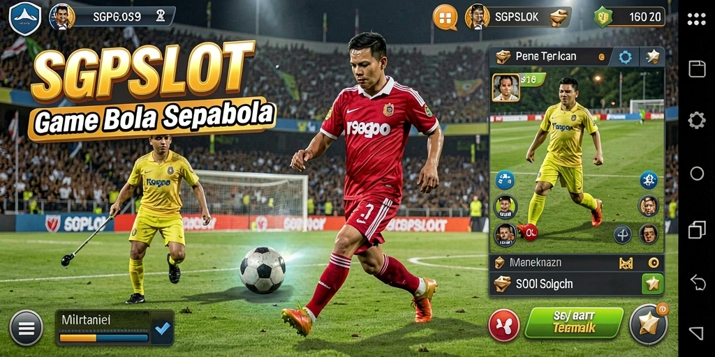 Screenshot gameplay SGPSLOT menampilkan pertandingan sepak bola yang seru.