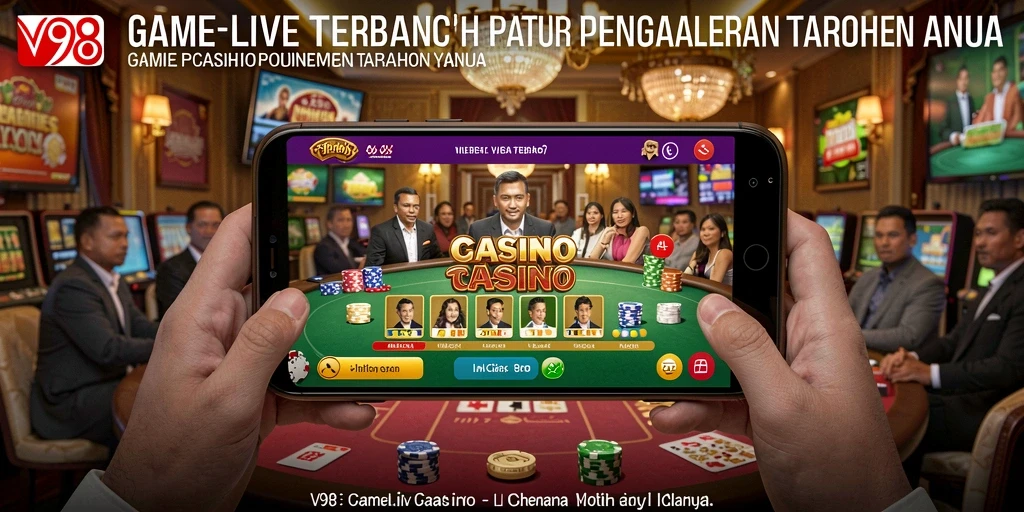 Tampilan menarik dari gameplay V98 Live Casino dengan dealer langsung.